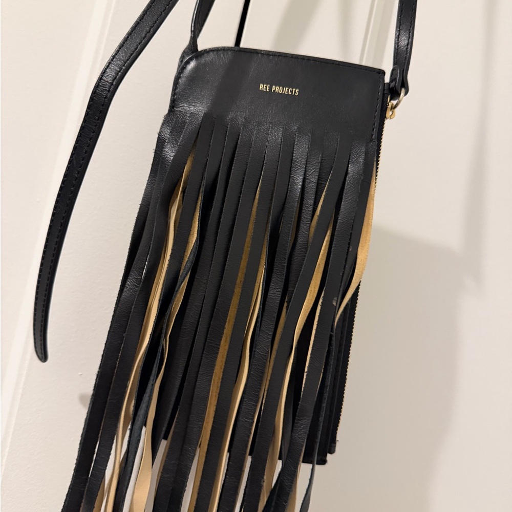 Ree Projects Black Fringe Crossbody Bag